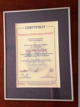 Certyfikat "Lodołamacza" przyznany Fundacji Ducha. Zdjęcie pochodzi ze zbiorów Fundacji Ducha..
