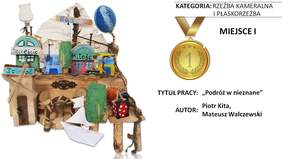 Pokaż zdjęcie: Praca pt. „Podróż w nieznane” autorstwa Piotra Kity oraz Mateusza Walczewskiego ze Środowiskowego Domu Samopomocy im. Wernera Kenkel we Włoszakowicach