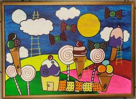 Pokaż zdjęcie: Praca malarska przedstawiająca kolorowe lody