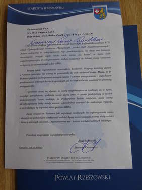 List do Oddziału od Starosty Rzeszowskiego