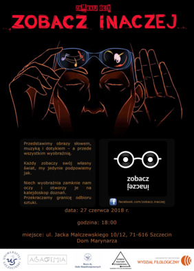 Pokaż zdjęcie: Plakat promujący wydarzenie pod tytułem Zobacz inaczej.