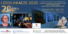 Pokaż zdjęcie: Grafika informacyjne przedstawiająca złoty napis Lodołamacze 2025" i informacje o wydarzeniu 
