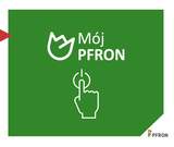 Zielona grafika z napisem „Mój PFRON” oraz ikoną dłoni naciskającej przycisk zasilania. W prawym dolnym rogu znajduje się logo PFRON.