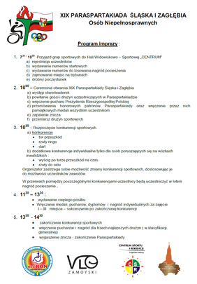 Pokaż zdjęcie: Program Paraspartakiady
