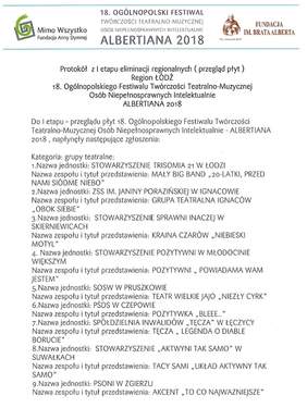 Pokaż zdjęcie: Protokół z I etapu eliminacji regionalnych - Region Łódź