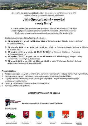 Pokaż zdjęcie: ulotka informująca o spotkaniu informacyjno - konsultacyjnym dla przedsiębiorców i pracodawców