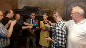 Pokaż zdjęcie: Konferencja prasowa Marty Makuch Zastępca Prezydenta Miasta Słupska oraz Dariusza Majorka Dyrektor Oddziału Pomorskiego PFRON.