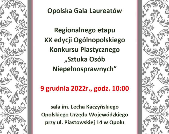 Zdjęcie zaproszenia na Galę Laureatów Konkursu Plastycznego
