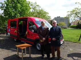 Pokaż zdjęcie: Krzysztof Czupryński przewodniczący KOŁA PSONI w Iławie oraz Janusz Surmacz pełniący obowiązki Dyrektora Oddziału Warmińsko-Mazurskiego PFRON