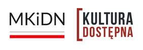 Pokaż zdjęcie: Logo projektu. Na białym tle z lewej strony napis MKiDN, a z prawej Kultura Dostępna
