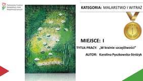Pokaż zdjęcie: Praca pt. „W krainie szczęśliwości” autorstwa Karoliny Pyszkowskiej-Stróżyk ze Środowiskowego Domu Samopomocy w Pleszewie