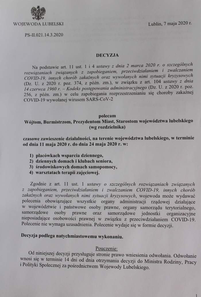 Pokaż zdjęcie: Decyzja Wojewody Lubelskiego