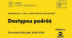 Pokaż zdjęcie: Zdjęcie jest infografiką informującą o mającym się odbyć webinarium. Podany jest termin, godzina i sposób wydarzenia. Tekst jest czarny, a tło - żółte. 