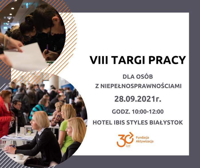 Pokaż zdjęcie: Plakat promujący VIII Targi Pracy dla Osób z Niepełnosprawnościami.