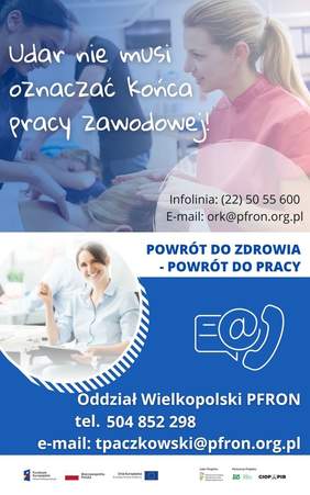 Pokaż zdjęcie: Grafika promująca projekt pn. „Wypracowanie i pilotażowe wdrożenie modelu kompleksowej rehabilitacji umożliwiającej podjęcie lub powrót do pracy”