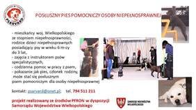 Pokaż zdjęcie: Grafika promująca projekt pn. „Posłuszny pies pomocniczy osoby niepełnosprawnej”