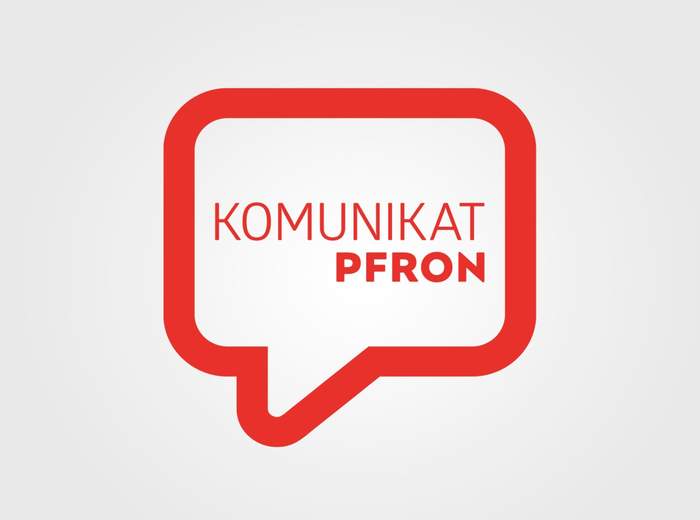 Pokaż zdjęcie: W tzw. chmurce w kolorze czerwonym widnieje sformułowanie: „Komunikat PFRON”, również w czerwonym kolorze.