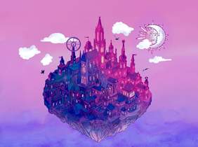 Pokaż zdjęcie: Miasto w różowo-fioletowych barwach