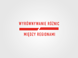 Czerwony napis na białym tle: Programu Wyrównywania Różnic Między Regionami. Słowa są oddzielone przerwaną czerwoną linią.