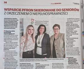 Pokaż zdjęcie: Zdjęcie strony w Dzienniku Polskim, na którym widoczny jest artykuł o PFRON 