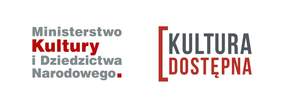Pokaż zdjęcie: Logotyp projektu, na białym tle po prawej stronie szaroczerwony napis kultura dostępna, obok w takich samych kolorach napis Ministerstwo Kultury i Dziedzictwa Narodowego.