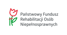 Pokaż zdjęcie: Logo przedstawiające podparty kwiat i obok napis Państwowy Fundusz Rehabilitacji Osób Niepełnosprawnych 