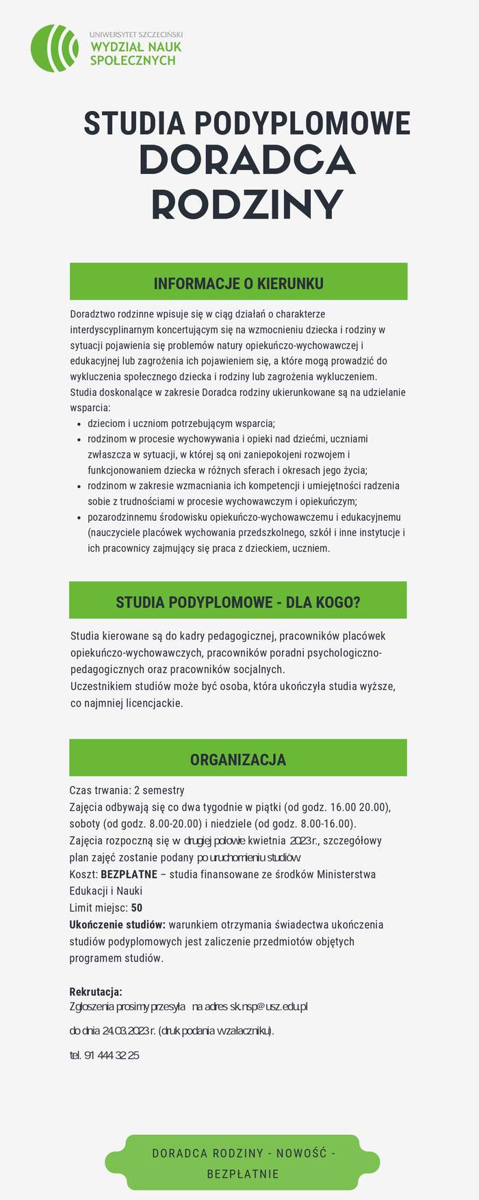 Pokaż zdjęcie: Ulotka opis studiów 