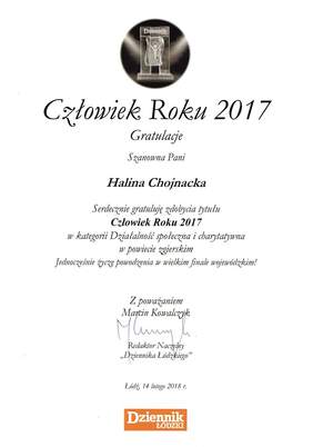 Pokaż zdjęcie: Człowiek Roku 2017 w powiecie zgierskim w kategorii Działalność społeczna i charytatywna