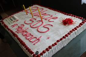 Pokaż zdjęcie: 20-lecie ŚDS w Rajkowach - Happening - ogromny tort jubileuszowy