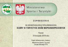 Pokaż zdjęcie: Grafika promująca ogólnopolską sesję popularnonaukową pn. „Kadry w turystyce osób niepełnosprawnych” 