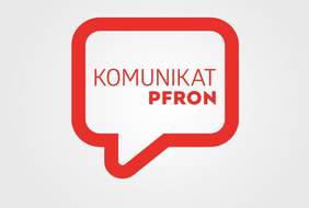 Pokaż zdjęcie: W tzw. chmurce, koloru czerwonego, symbolizującej wypowiedź danego rozmówcy znajduje się sformułowanie: „Komunikat PFRON”, również w kolorze czerwonym.