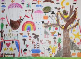 Pokaż zdjęcie: Rysunek przedstawiający wiele kolorowych elementów