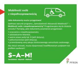 Pokaż zdjęcie: Grafika promująca program „Mobilność osób z niepełnosprawnością” w ramach pakietu „Samodzielność – Aktywność – Mobilność!”