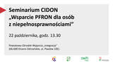 Grafika z logo różnych instytucji, w tym PFRON oraz treść informacyjna o spotkaniu