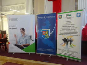 banery: PFRON, Starostwa Powiatowego w Rzeszowie i PUP w Rzeszowie