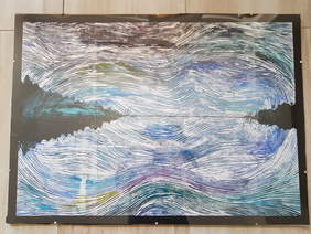 Pokaż zdjęcie: Rysunek przedstawiający odbicie wody/nieba w formule artystycznej