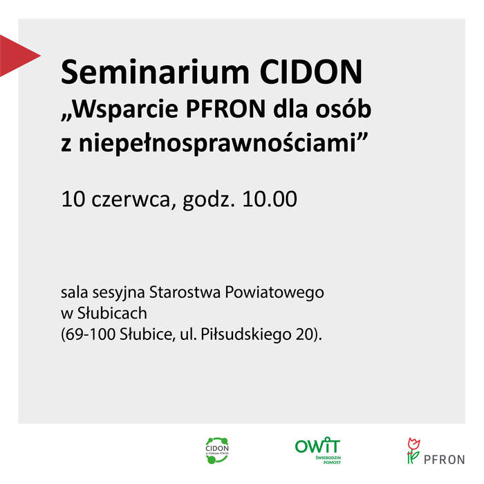Pokaż zdjęcie: Grafika z logo CIDON, OWiT i treścią informacyjną o dacie, tytule i miejsca spotkania