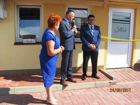 Od lewej Wiesława Rykała Przewodnicząca Zarządu Koła PSONI w Rymanowie, Maciej Szymański Dyrektor Oddziału Podkarpackiego PFRON, Salvatore Di Pasquale Wiceprzewodniczący Zarządu Koła