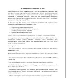Pokaż zdjęcie: Regulamin konkursu plastycznego organizowany przez Towarzystwo Przyjaciół Niepełnosprawnych