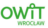 Grafika OWIT- na białym tle duże litery O W I T w kolorze zielonym