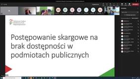 slajd ze spotkania - tytułowy - "Postępowanie skargowe na brak dostępności w podmiotach publicznych”