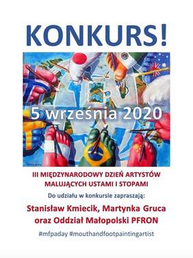 Pokaż zdjęcie: Konkurs ogłoszony z okazji III Międzynarodowego Dnia artystów malujących ustami i stopami