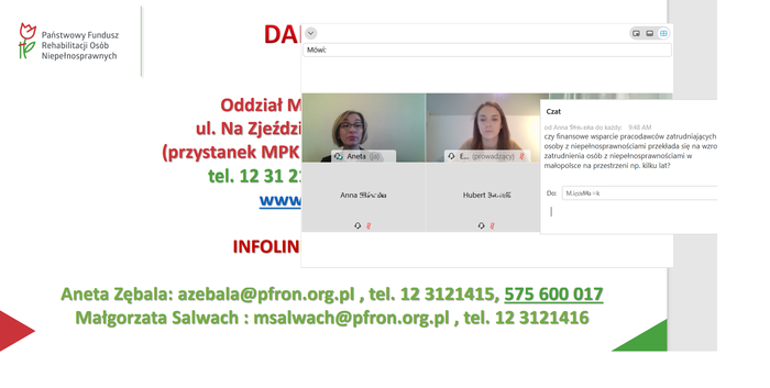 Pokaż zdjęcie: Spotkanie z przedstawicielami PFRON podczas Targów Pracy ON-LINE