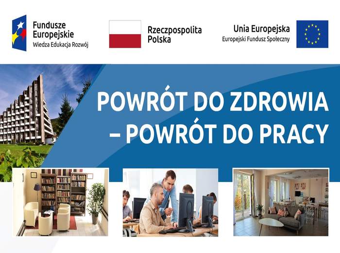 Pokaż zdjęcie: grafika promująca projekt Wypracowanie i pilotażowe wdrożenie modelu kompleksowej rehabilitacji umożliwiającej podjęcie lub powrót do pracy 