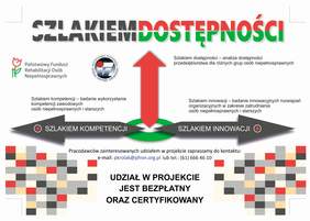 Pokaż zdjęcie: Plakat promujący inicjatywę Oddziału Wielkopolskiego PFRON oraz Politechniki Poznańskiej pn. „Szlakiem dostępności”
