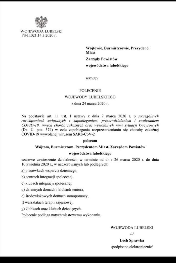 Pokaż zdjęcie: Polecenie Wojewody Lubelskiego