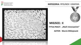 Pokaż zdjęcie: Praca pt. „Myśli nieoczywiste” autorstwa Marcina Miklejewskiego z Warsztatów Terapii Zajęciowej w Chodzieży
