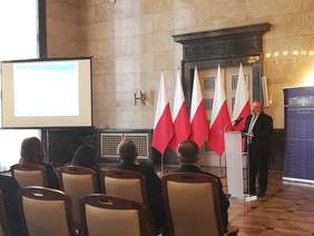 Pokaż zdjęcie: Przedstawiciel NGO'sów przemawia na konferencji