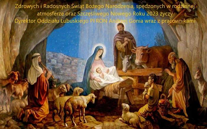 Pokaż zdjęcie: Kartka bożonarodzeniowa przedstawiająca Świętą Rodzinę w stajence