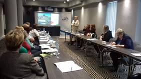 Pokaż zdjęcie: Wystąpienie dyrektor Marty Mordarskiej podczas Konwentu Dyrektorów PCPR Województwa Małopolskiego